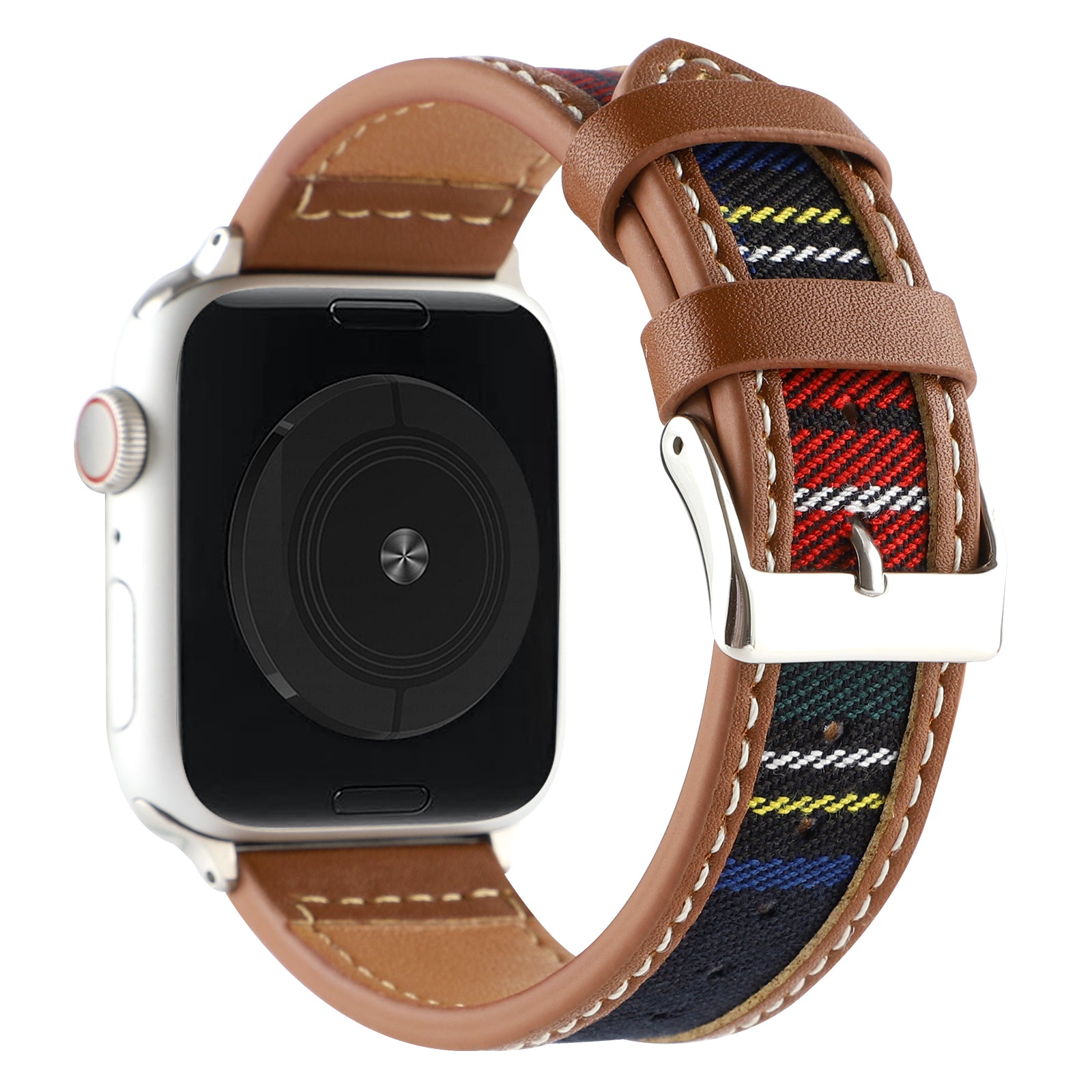 For Apple Watch Series 9 8 7 41mm 6 SE SE (2022) SE (2023) 5 4 40mm Series 1 2 3 38mm Comfortable Cloth+Leather Watch Strap For Apple Watch Series 9 8 7 41mm 6 SE SE (2022) SE (2023) 5 4 40mm Series 1 2 3 38mm Comfortable Cloth+Leather Watch Strap